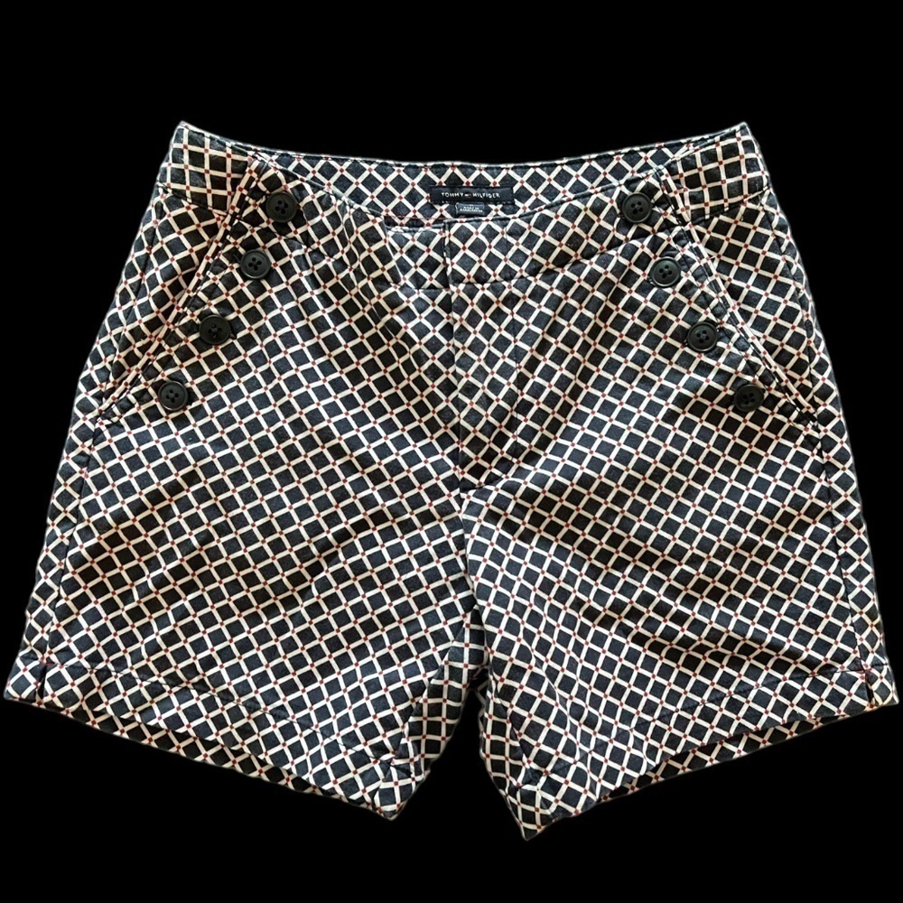 Tommy Hilfiger Navy and White Geometric Print Women's Shorts